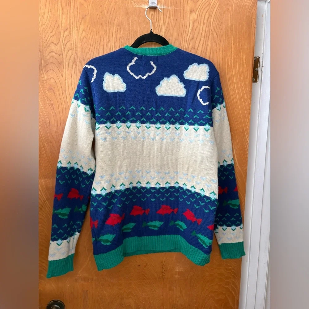 Buzzard Bay Blue, green and Cream Holiday Christmas Sweater M